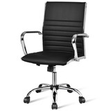 Costway 87036154 High Back Ribbed Office Chair with Armrests-Black