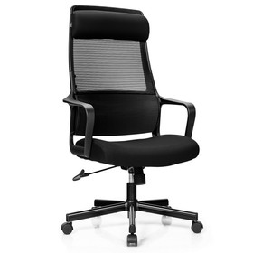 Costway 68192370 Adjustable Mesh Office Chair with Heating Support Headrest-Black