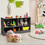Costway 32706145 Kids 2-Shelf Bookcase 5-Cube Wood Toy Storage Cabinet Organizer-Gray