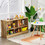 Costway 32706145 Kids 2-Shelf Bookcase 5-Cube Wood Toy Storage Cabinet Organizer-Natural