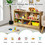 Costway 32706145 Kids 2-Shelf Bookcase 5-Cube Wood Toy Storage Cabinet Organizer-Natural
