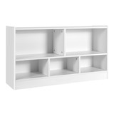 Costway 32706145 Kids 2-Shelf Bookcase 5-Cube Wood Toy Storage Cabinet Organizer-White