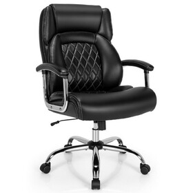 Costway Height Adjustable Executive Chair Computer Desk Chair with Metal Base-Black
