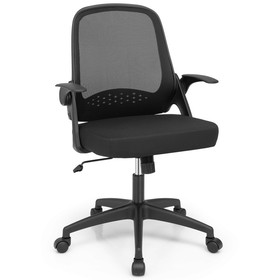 Costway 82915374 Adjustable Mesh Office Chair Rolling Computer Desk Chair with Flip-up Armrest-Black