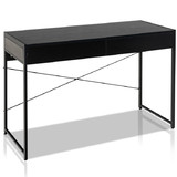 Costway 83591274 2-Drawer Home Office Desk with Steel Frame-Black