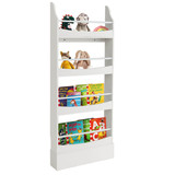 Costway 37624195 4-Tier Bookshelf with 2 Anti-Tipping Kits for Books and Magazines-White