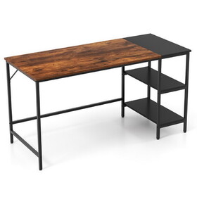 Costway 55" Modern Industrial Style Study Writing Desk with 2 Storage Shelves