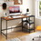 Costway 82493165 55" Modern Industrial Style Study Writing Desk with 2 Storage Shelves-Black