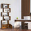 Costway 96854237 6-Tier S-Shaped Freestanding Bookshelf with Cabinet and Doors-Coffee