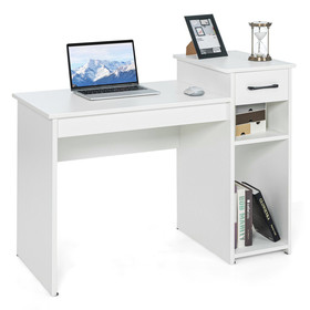 Costway 03895267 Computer Desk PC Laptop Table with Drawer and Shelf-White