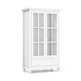 Costway 54739162 55 Inch Bookcase Cabinet with Tempered Glass Doors-White