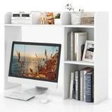 Costway 26751984 3-Tier Multipurpose Desk Bookshelf with 4 Shelves-White