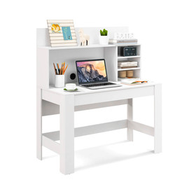 Costway 76329154 48 Inch Writing Computer Desk with Anti-Tipping Kits and Cable Management Hole-White