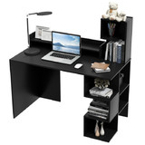Costway 95372684 Modern Computer Desk with Storage Bookshelf and Hutch for Home Office-Black
