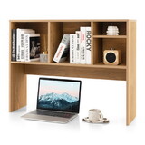 Costway Computer Desktop Bookcase with 4 Cubbies and Open Back Compartment-Natural