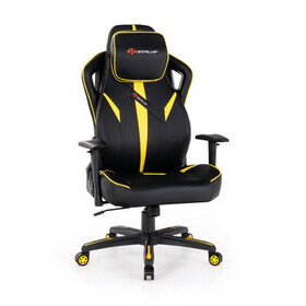 Costway 58136742 Ergonomic Gaming Chair with Adjustable Height and Reclining Backrest-Yellow