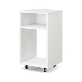 Costway 95412783 Mobile File Cabinet Wooden Printer Stand Vertical Storage Organizer-White