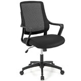Costway 36475821 Modern Breathable Mesh Chair with Curved Backrest and Armrest-Black