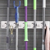Costway 26018573 Wall-mounted Mop Holder Hanger with 5 Positions -Dark Gray