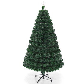 Costway 26094315 5' / 6' / 7' Multicolor LED Fiber Optic Artificial Christmas Tree-6'