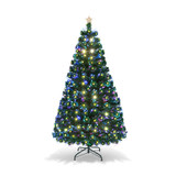 Costway 10952876 5'/6'7' LED Fiber Optic Artificial Christmas Tree w/ Top Star-6'