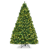 Costway 61437520 8 Feet PVC Artificial Christmas Tree with LED Lights-8 ft