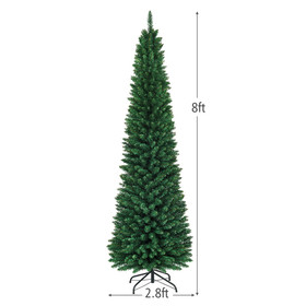 Costway 56483920 PVC Artificial Slim Pencil Christmas Tree-8 Feet