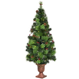 Costway 01365249 5' LED Christmas Tree with Red Berries Pine Cones