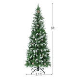 Costway 82014935 5 / 6 / 7.5 Feet Artificial Pencil Christmas Tree with Pine Cones