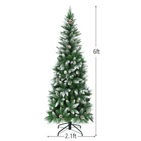Costway 82014935 5 / 6 / 7.5 Feet Artificial Pencil Christmas Tree with Pine Cones