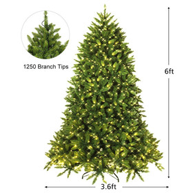Costway 84190362 Premium Hinged Artificial Fir Christmas Tree with LED Lights-6 ft