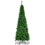 Costway 61479382 6.5 Feet / 7.5 Feet Pre-Lit Hinged Artificial Pencil Christmas Tree-7.5 Feet