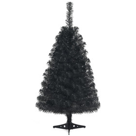 Costway 63087154 3 Feet Unlit Artificial Christmas Halloween Mini Tree with Plastic Stand-Black