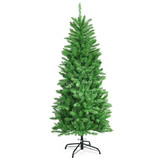 Costway 16582037 5 Feet PVC Hinged Pre-lit Artificial Fir Pencil Christmas Tree with 150 Warm White UL-listed Lights-5 ft