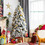 Costway 10687295 Flocked Hinged Artificial Slim Christmas Tree with Pine Needles-7 ft