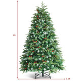 Costway 42178309 Pre-Lit Snowy Christmas Hinged Tree with Flash Modes and Multi-Color Lights-6 ft