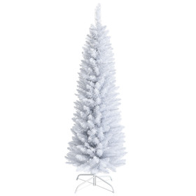 Costway 78914236 Slim Artificial Christmas Pencil Tree with PVC Needles and Folding Metal Stand-5'