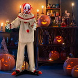 Costway 43698257 5 FT Grins Animatronic Killer Clown Halloween Decoration with Glowing Red Eyes