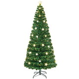 Costway Prelit Fiber Optic Christmas Tree with Warm White Lights