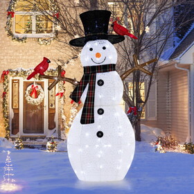 Costway 87942156 4.2 Feet Lighted Snowman and Redbirds Christmas Decoration
