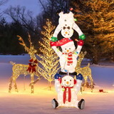 Costway 18379425 5.6 Feet Lighted Stacked Snowmen Christmas Decoration