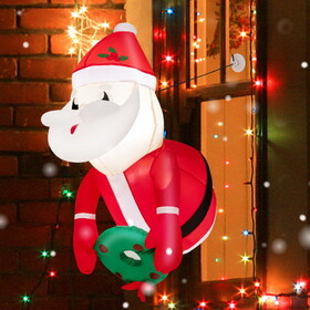 Costway 72813695 3.3 Feet Lighted Inflatable Santa Claus Broke Out from Window