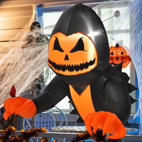 Costway 32468175 3.3 Feet Halloween Inflatable Pumpkin Head Ghost Broke Out from Window