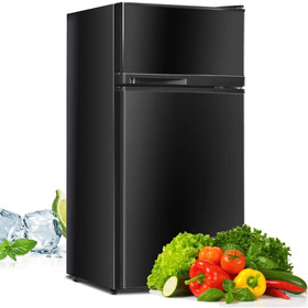 Costway 31675094 2 Doors Cold-rolled Sheet Compact Refrigerator-Black