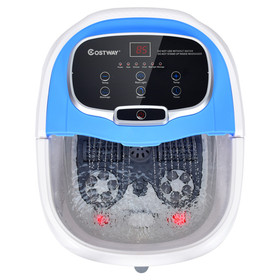 Costway 85079641 Portable All-In-One Heated Foot Bubble Spa Bath Motorized Massager-Blue
