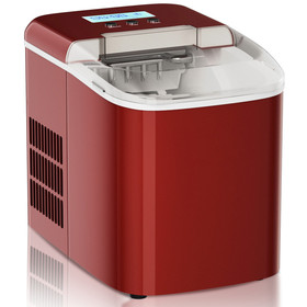 Costway 37640518 26 lbs Countertop LCD Display Ice Maker with Ice Scoop-Red