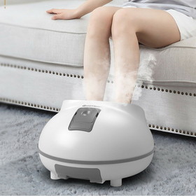 Costway 90543172 Steam Foot Spa Bath Massager Foot Sauna Care with Heating Timer Electric Rollers-Gray