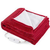 Costway 85439672 84 x 62 Inch Heated Blanket Electric Throw with 5 Heating Levels-Red