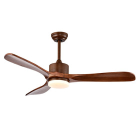 Costway 31059786 52 Inch Reversible Ceiling Fan with LED Light and Adjustable Temperature-Brown