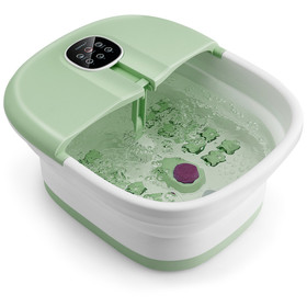 Costway 81274350 Folding Foot Spa Basin with Heat Bubble Roller Massage Temp and Time Set-Green